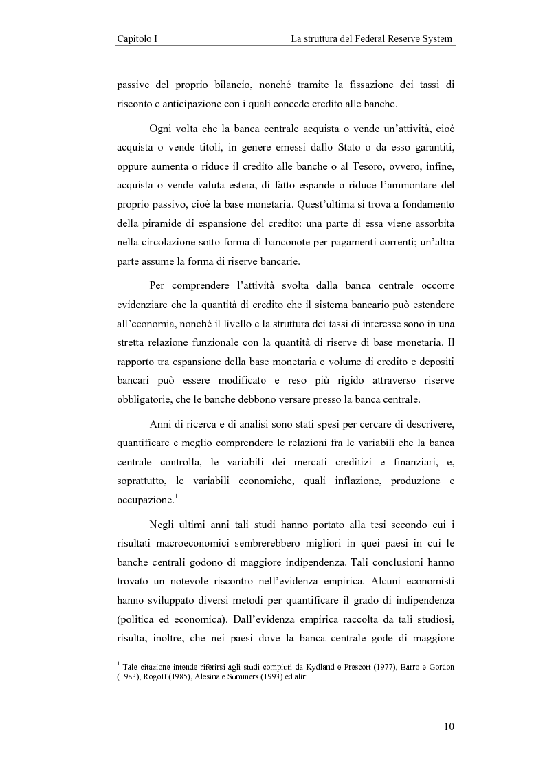 Anteprima della tesi: Il Federal Reserve System. Struttura, evoluzione e prospettive di cambiamento di una banca centrale indipendente, Pagina 5