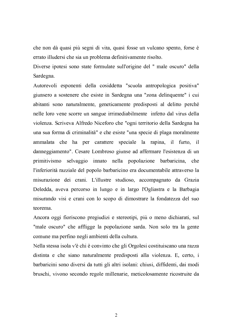 Anteprima della tesi: Il banditismo in Sardegna tra progetti di rinascita e società del malessere, Pagina 2