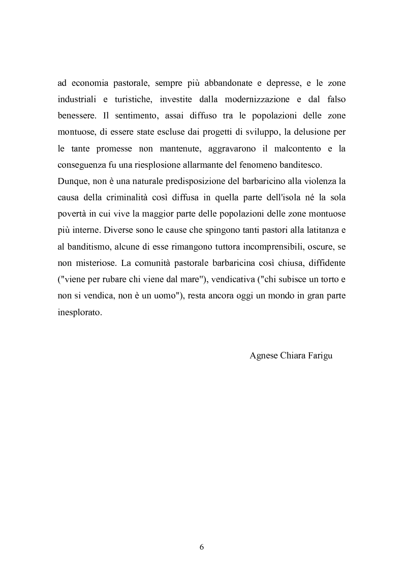 Anteprima della tesi: Il banditismo in Sardegna tra progetti di rinascita e società del malessere, Pagina 6