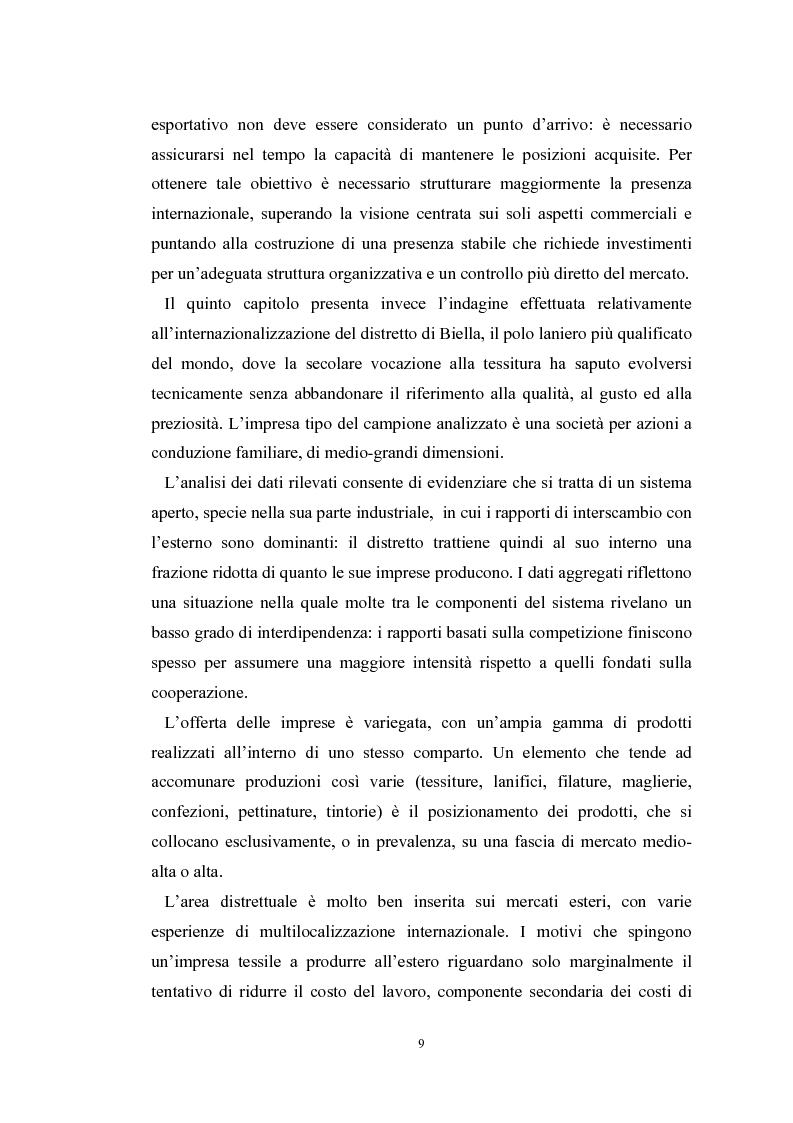 Anteprima della tesi: Le problematiche di internazionalizzazione delle imprese appartenenti ai distretti industriali: il caso delle province di Novara, Vercelli e Biella, Pagina 9