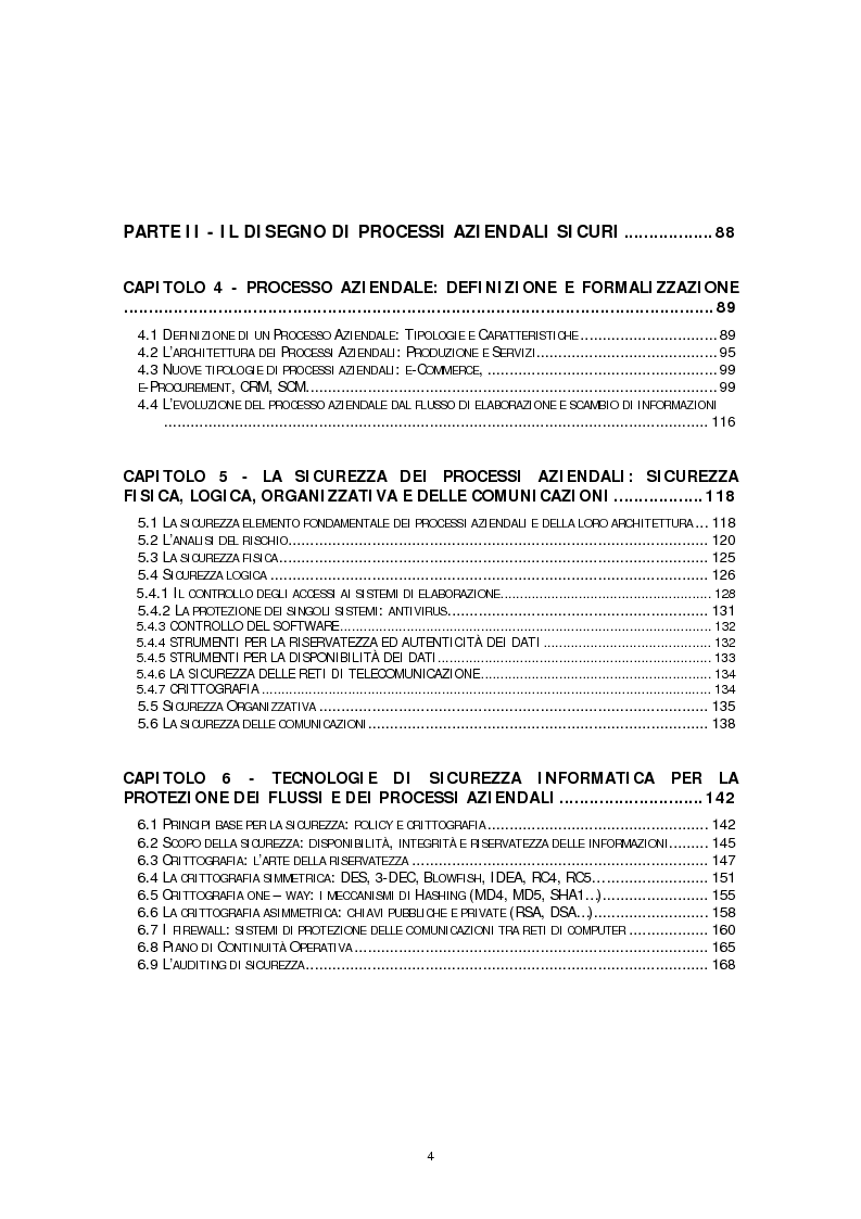 Indice della tesi: Il ruolo della firma digitale e delle tecnologie di sicurezza informatica nella ridefinizione dei processi aziendali, Pagina 2