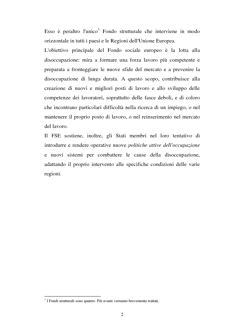 Anteprima della tesi: La valutazione delle politiche del Fondo Sociale Europeo, Pagina 5