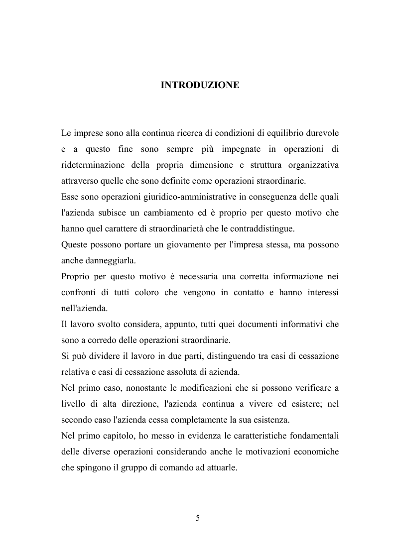 Anteprima della tesi: L'informativa societaria nelle operazioni straordinarie, Pagina 1