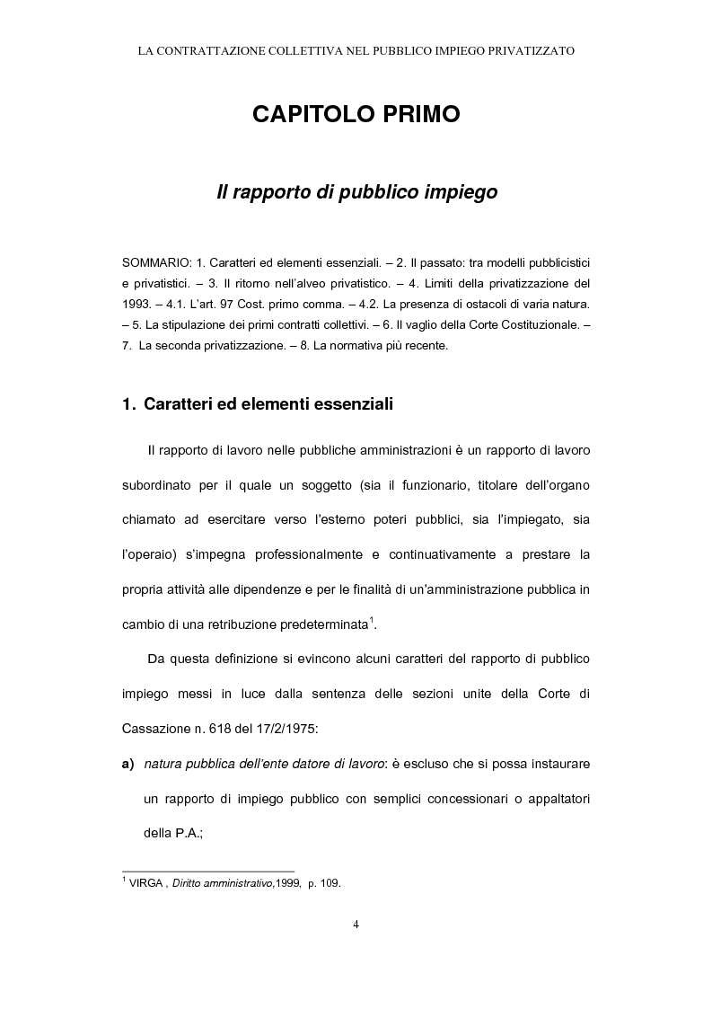 Anteprima della tesi: Il rapporto di pubblico impiego dopo la privatizzazione, Pagina 4