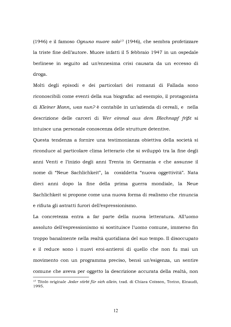 Anteprima della tesi: Hans Fallada e il suo ''Kleiner Mann, was nun?'' nel 2003. Una traduzione rivisitata, Pagina 10