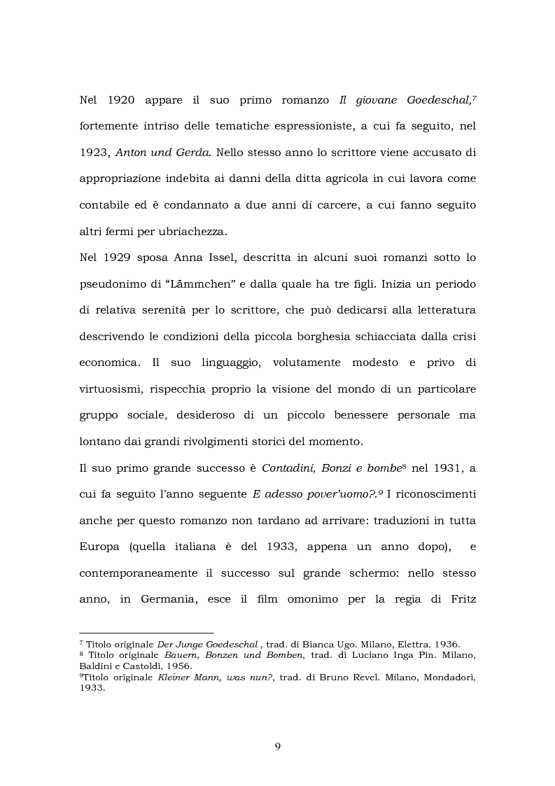 Anteprima della tesi: Hans Fallada e il suo ''Kleiner Mann, was nun?'' nel 2003. Una traduzione rivisitata, Pagina 7