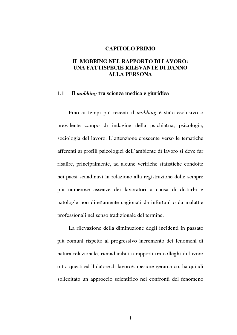 Anteprima della tesi: Lesioni da mobbing e responsabilità, Pagina 5