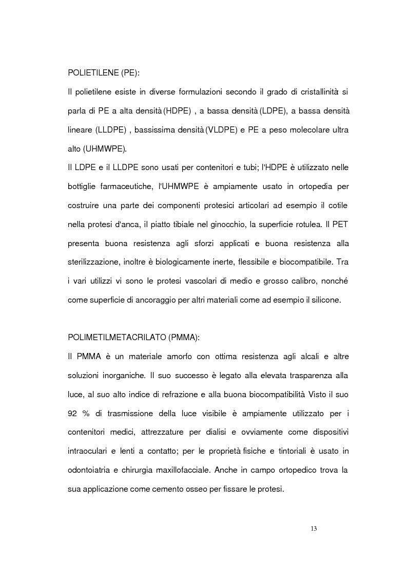 Anteprima della tesi: Aspetti classificativi, biologici e medico-legali dei biomateriali, Pagina 13