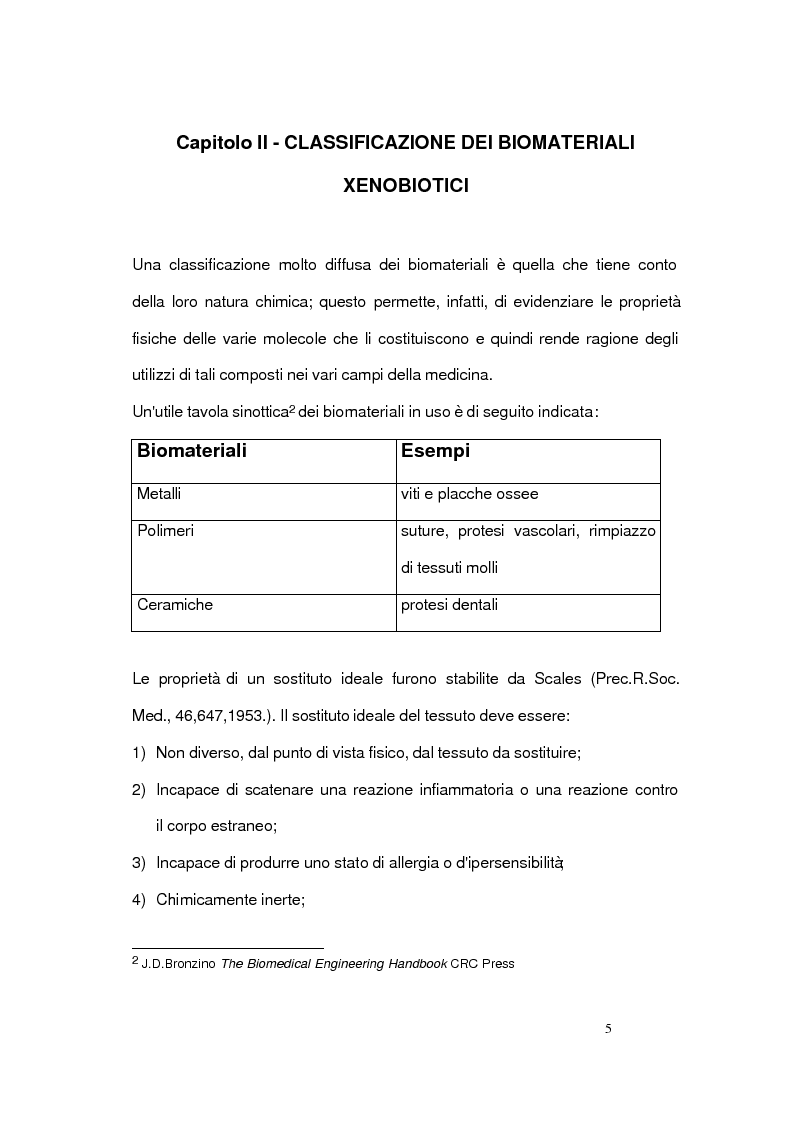 Anteprima della tesi: Aspetti classificativi, biologici e medico-legali dei biomateriali, Pagina 5