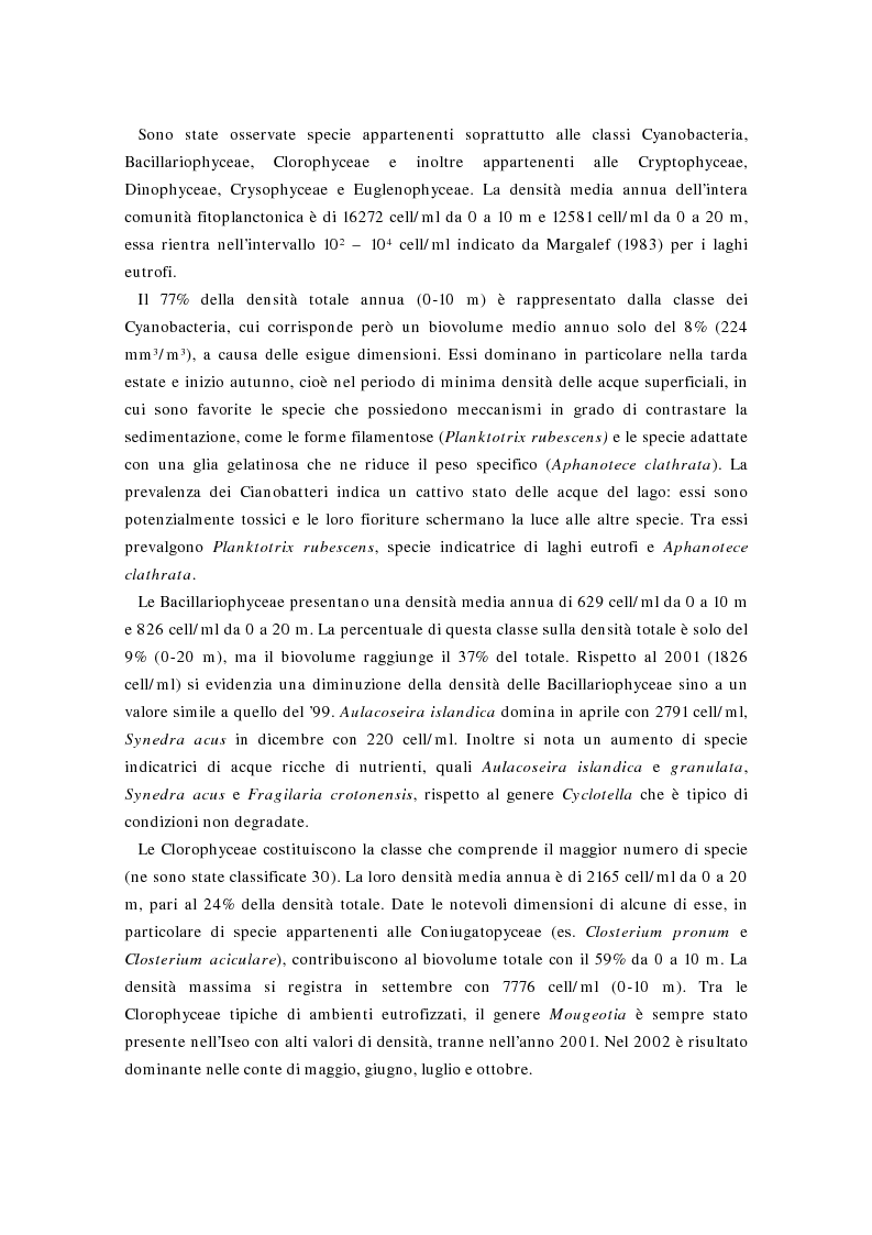 Anteprima della tesi: Valutazione della comunità fitoplanctonica di un grande lago subalpino, il lago d’Iseo, Pagina 2