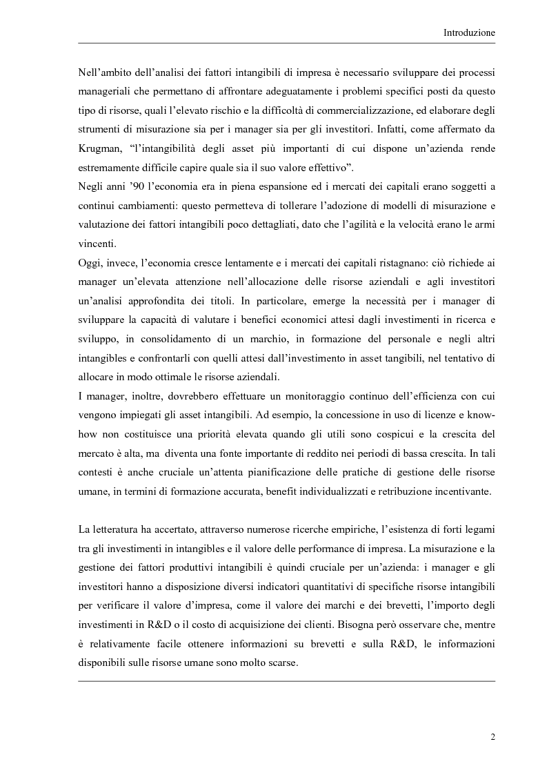 Anteprima della tesi: Il contributo dei fattori intangibili nella valutazione d'impresa, Pagina 2