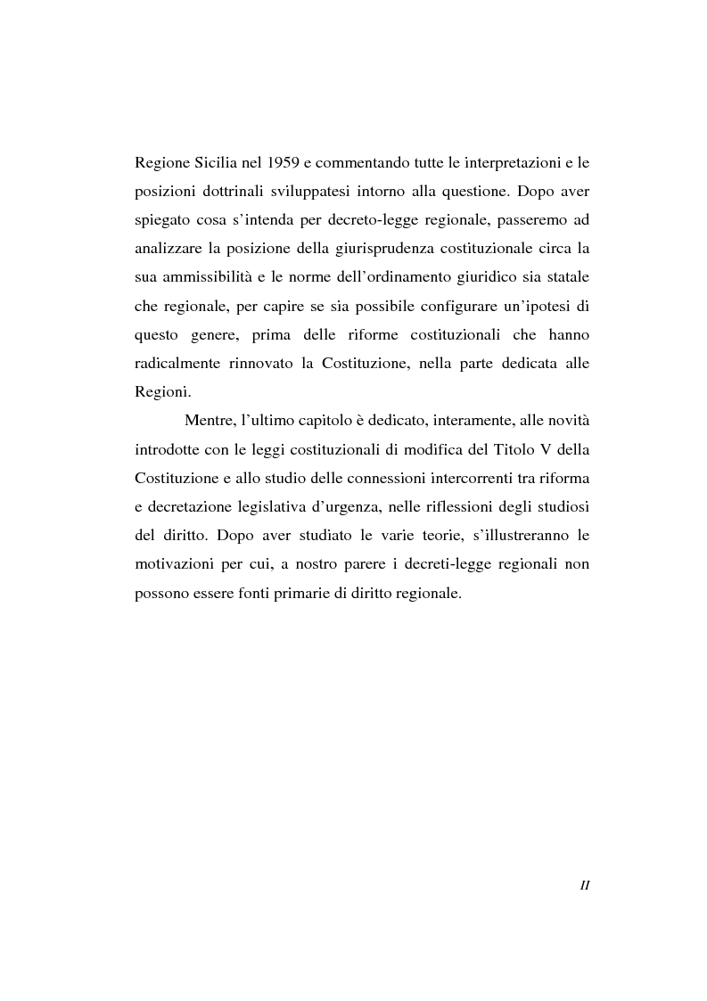 Anteprima della tesi: Decreto-legge Regionale: la riemersione di una vecchia ipotesi ed i suoi profili costituzionali, Pagina 2