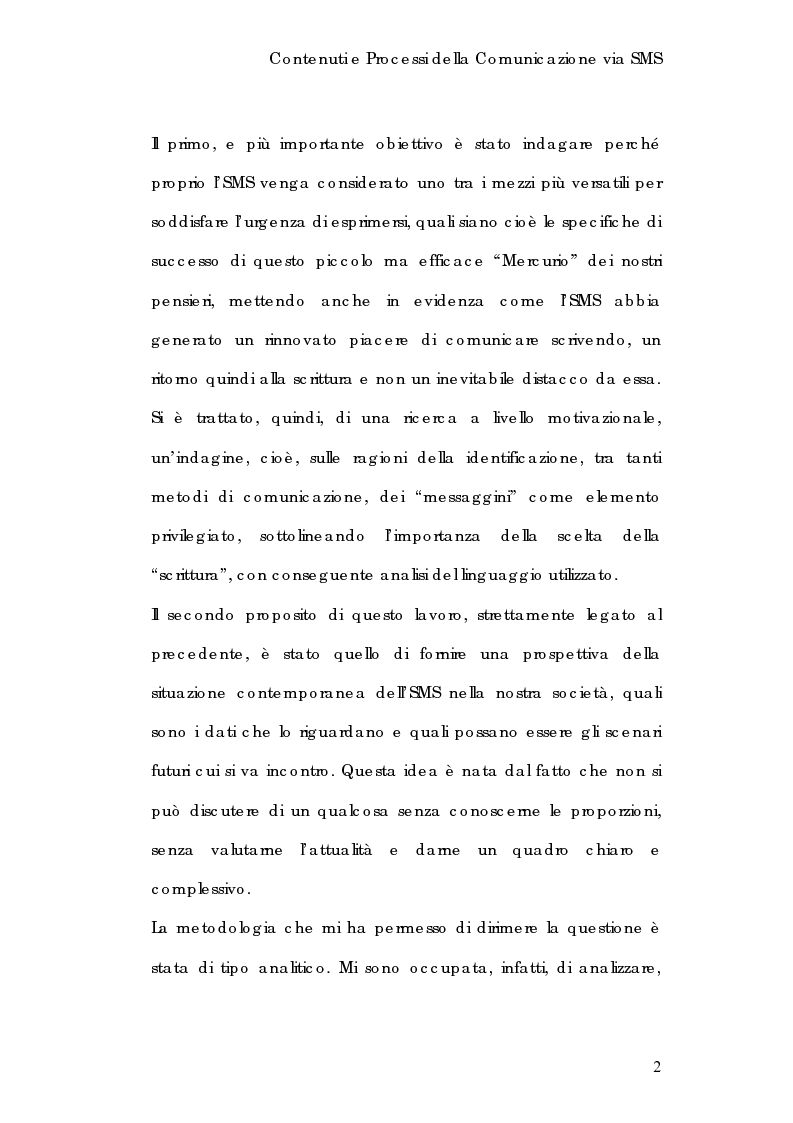 Anteprima della tesi: Contenuti e processi della comunicazione via Sms, Pagina 2