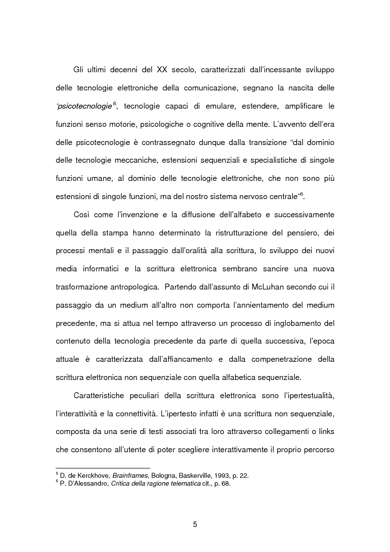 Anteprima della tesi: Tecnopsicologia e infanzia. Processi di apprendimento e utilizzo delle nuove tecnologie in ambito formativo, Pagina 2
