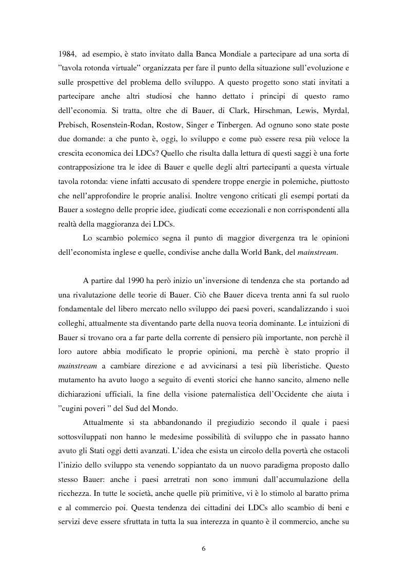 Anteprima della tesi: Peter Bauer: la rivalutazione di un approccio liberista ai problemi del sottosviluppo e del ruolo degli aiuti internazionali, Pagina 4