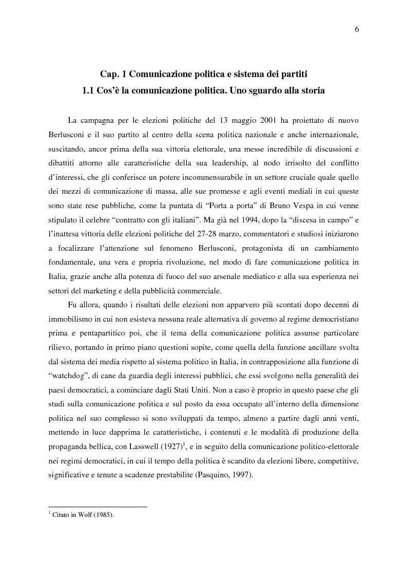 Anteprima della tesi: La comunicazione politica di Forza Italia e del suo leader Silvio Berlusconi, Pagina 4