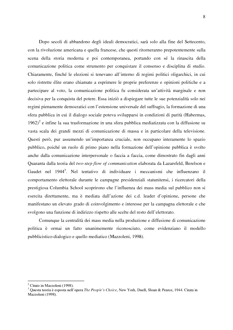 Anteprima della tesi: La comunicazione politica di Forza Italia e del suo leader Silvio Berlusconi, Pagina 6
