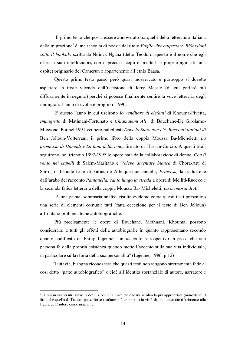 Anteprima della tesi: Scritture a più voci. Il problema dell'autorialità nei primi testi della letteratura italiana della migrazione, Pagina 10