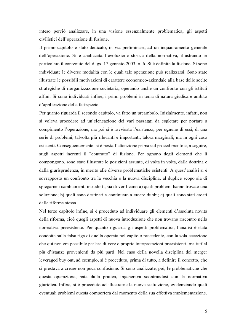 Anteprima della tesi: La fusione nella riforma del diritto societario, Pagina 2