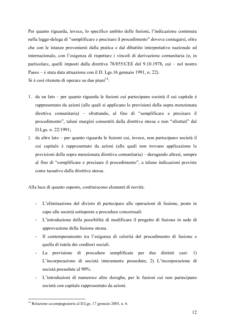 Anteprima della tesi: La fusione nella riforma del diritto societario, Pagina 9