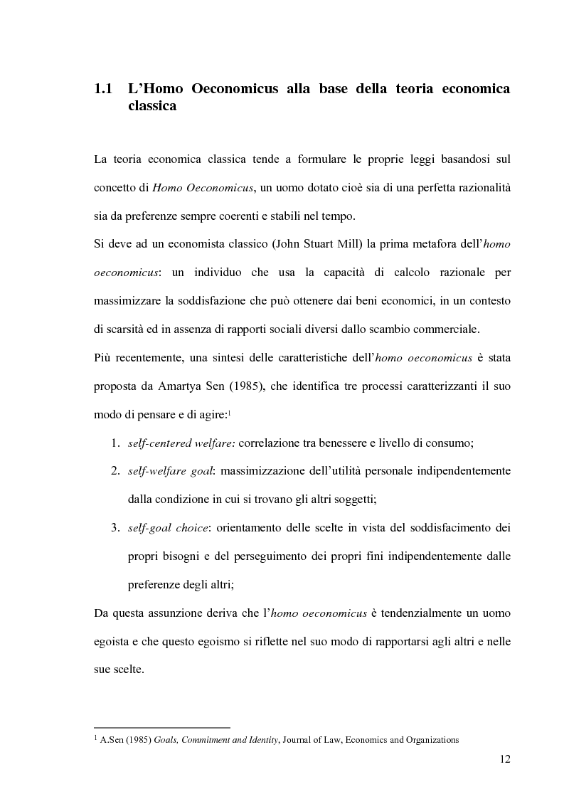 Anteprima della tesi: Altruismo, etica e modelli economici: un'analisi dei recenti contributi, Pagina 10