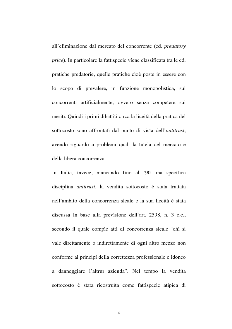 Anteprima della tesi: La vendita sottocosto come fattispecie atipica di concorrenza sleale, Pagina 2