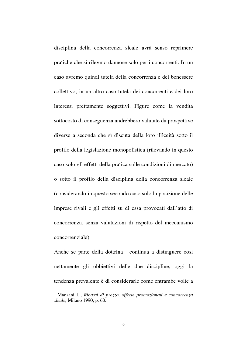 Anteprima della tesi: La vendita sottocosto come fattispecie atipica di concorrenza sleale, Pagina 4