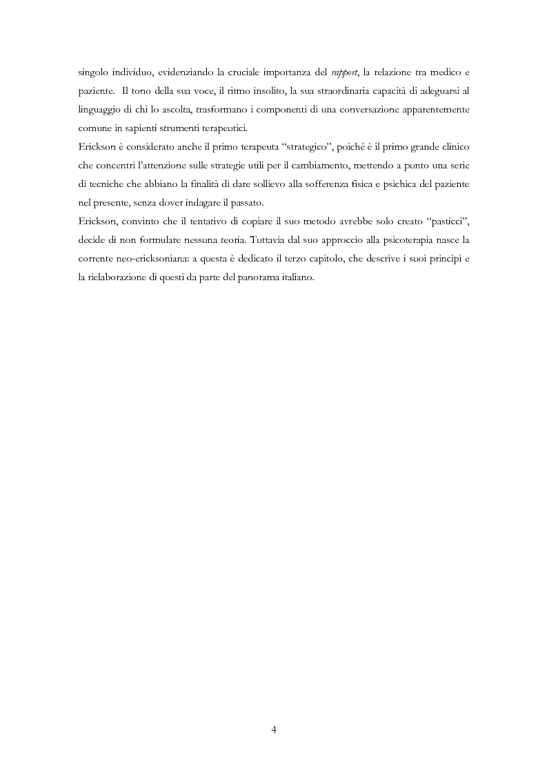 Anteprima della tesi: La psicoterapia ipnotica: Milton H. Erickson e i neo-ericksoniani, Pagina 2