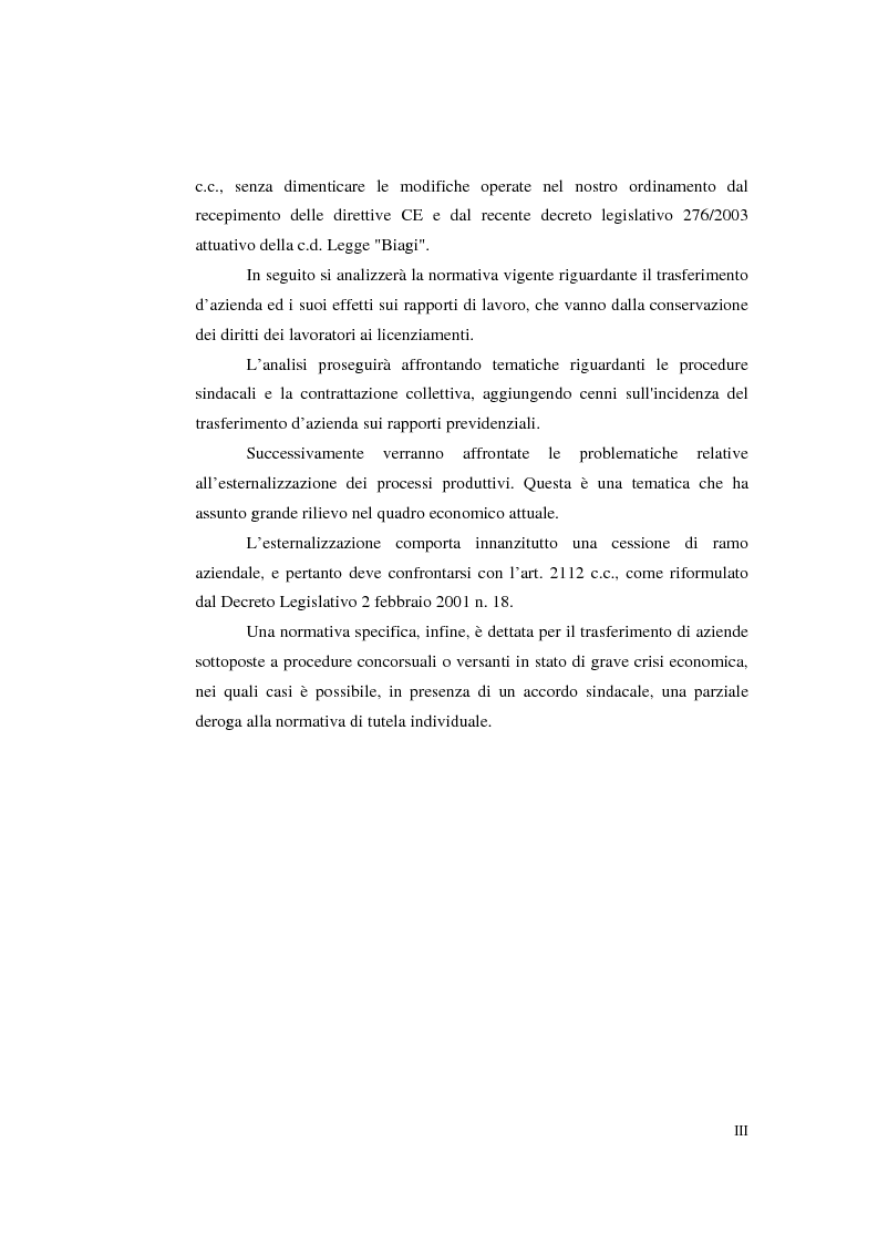 Anteprima della tesi: Trasferimento d'azienda: rapporti con i lavoratori, Pagina 3