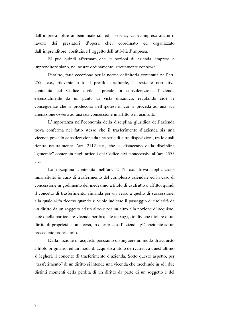 Anteprima della tesi: Trasferimento d'azienda: rapporti con i lavoratori, Pagina 5