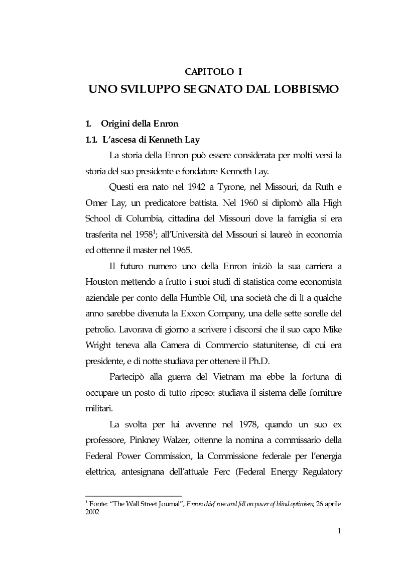 Anteprima della tesi: Principi di governance negli Usa: il caso Enron, Pagina 3