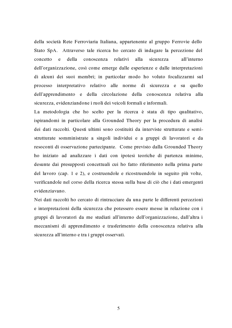 Anteprima della tesi: La traduzione delle conoscenze sulla sicurezza: il caso delle Ferrovie dello Stato, Pagina 3