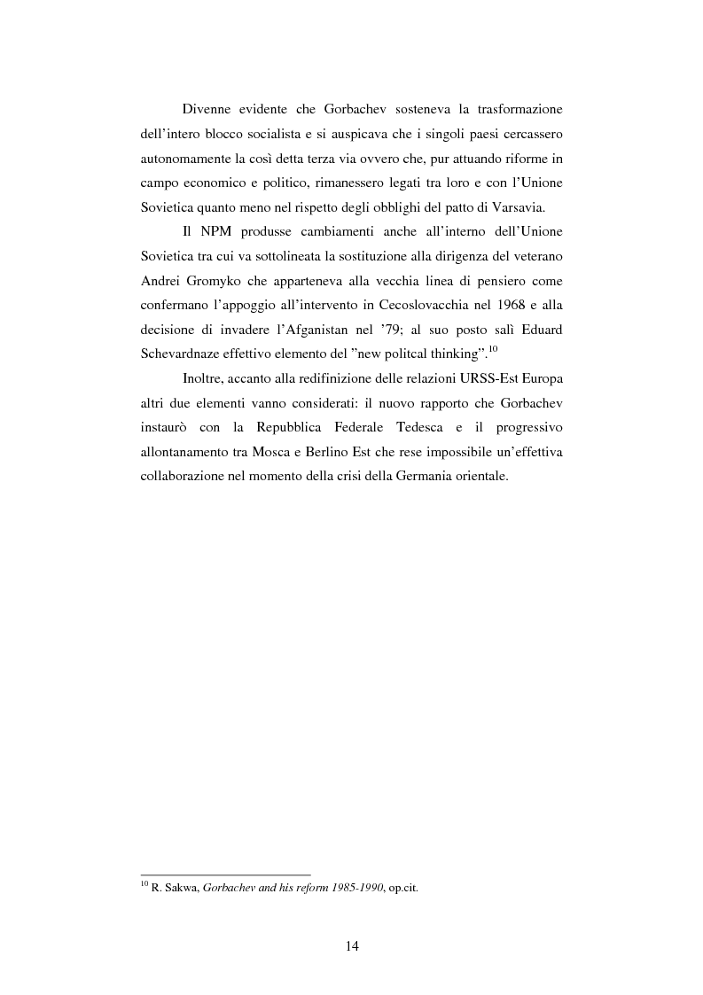 Anteprima della tesi: Le relazioni tedesco-russe negli anni 1989-1994. Dall'unificazione tedesca al ritiro delle truppe sovietiche dalla Germania orientale, Pagina 10