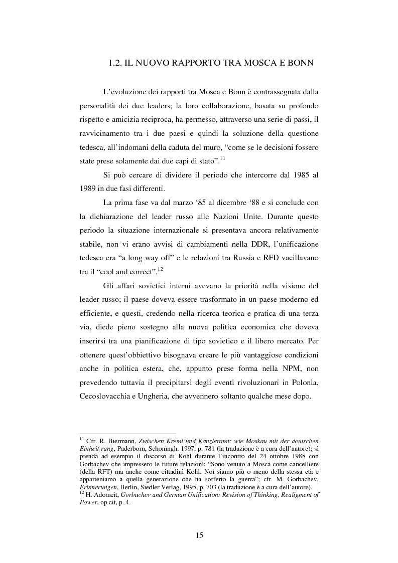 Anteprima della tesi: Le relazioni tedesco-russe negli anni 1989-1994. Dall'unificazione tedesca al ritiro delle truppe sovietiche dalla Germania orientale, Pagina 11