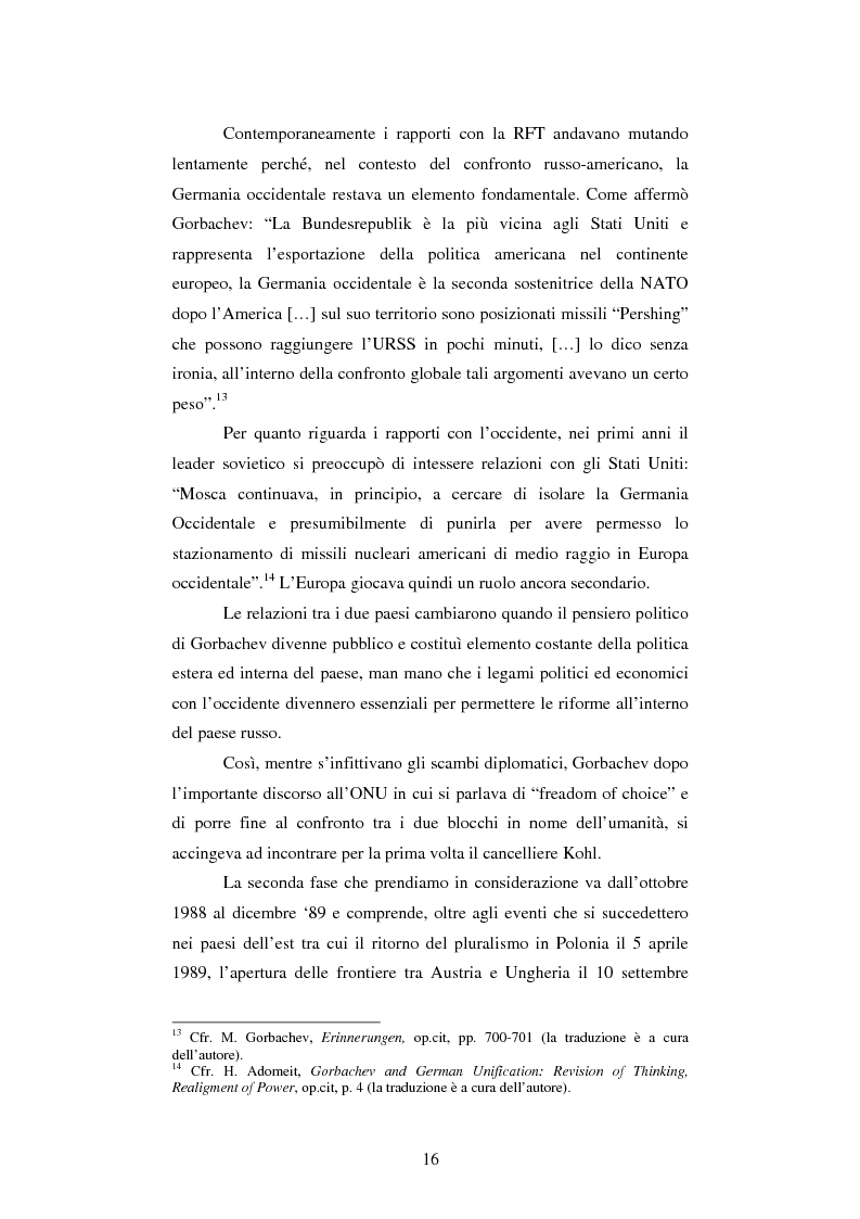 Anteprima della tesi: Le relazioni tedesco-russe negli anni 1989-1994. Dall'unificazione tedesca al ritiro delle truppe sovietiche dalla Germania orientale, Pagina 12
