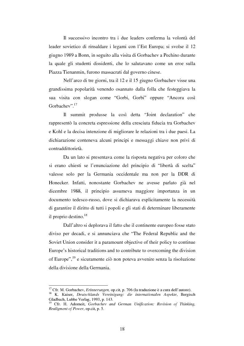 Anteprima della tesi: Le relazioni tedesco-russe negli anni 1989-1994. Dall'unificazione tedesca al ritiro delle truppe sovietiche dalla Germania orientale, Pagina 14