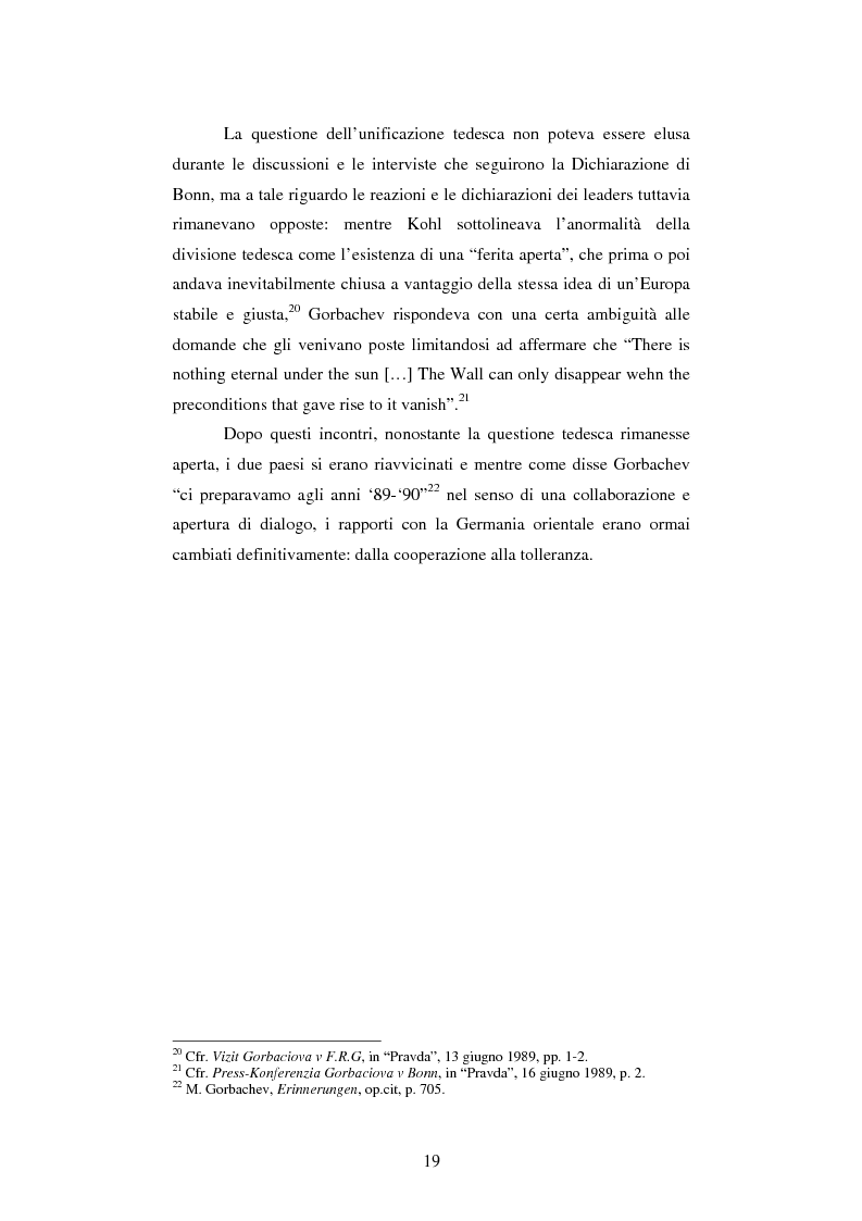 Anteprima della tesi: Le relazioni tedesco-russe negli anni 1989-1994. Dall'unificazione tedesca al ritiro delle truppe sovietiche dalla Germania orientale, Pagina 15