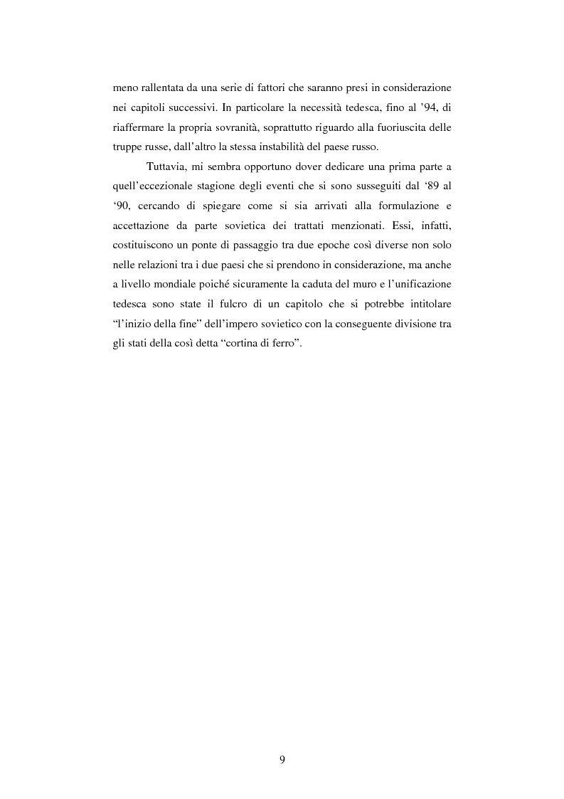 Anteprima della tesi: Le relazioni tedesco-russe negli anni 1989-1994. Dall'unificazione tedesca al ritiro delle truppe sovietiche dalla Germania orientale, Pagina 5
