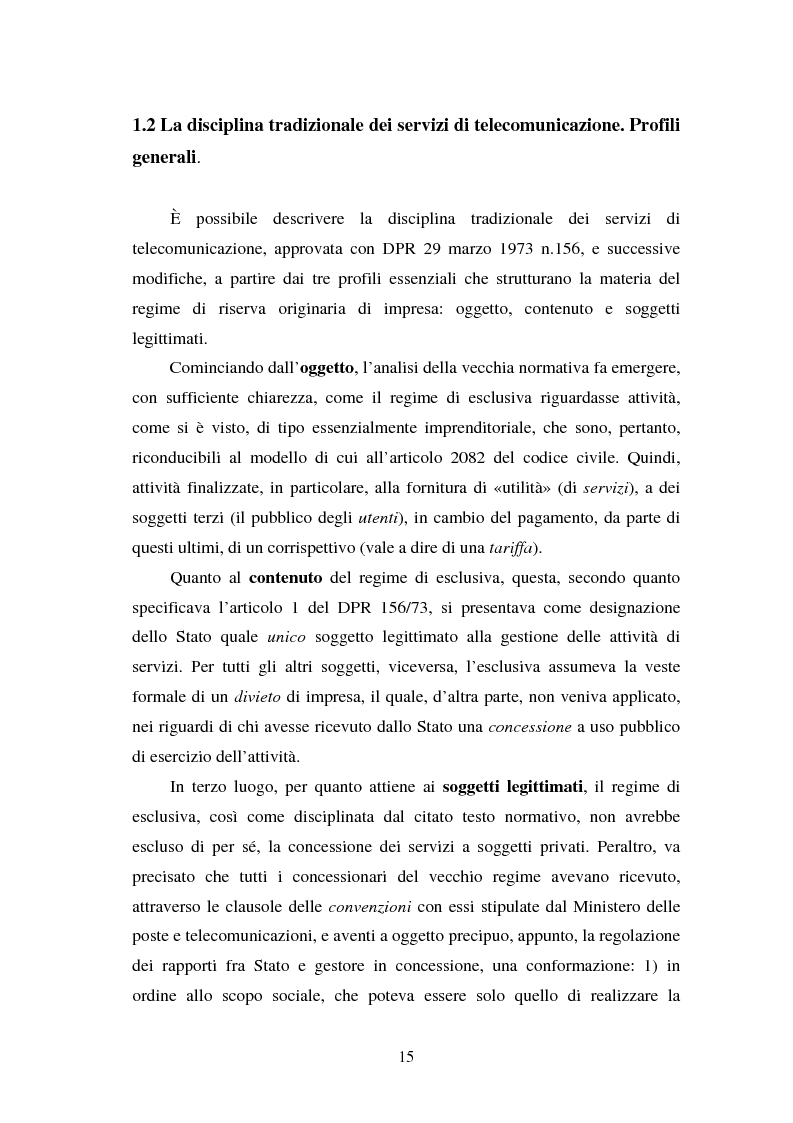 Anteprima della tesi: La piena attuazione del principio di libera concorrenza al settore delle telecomunicazioni, Pagina 12