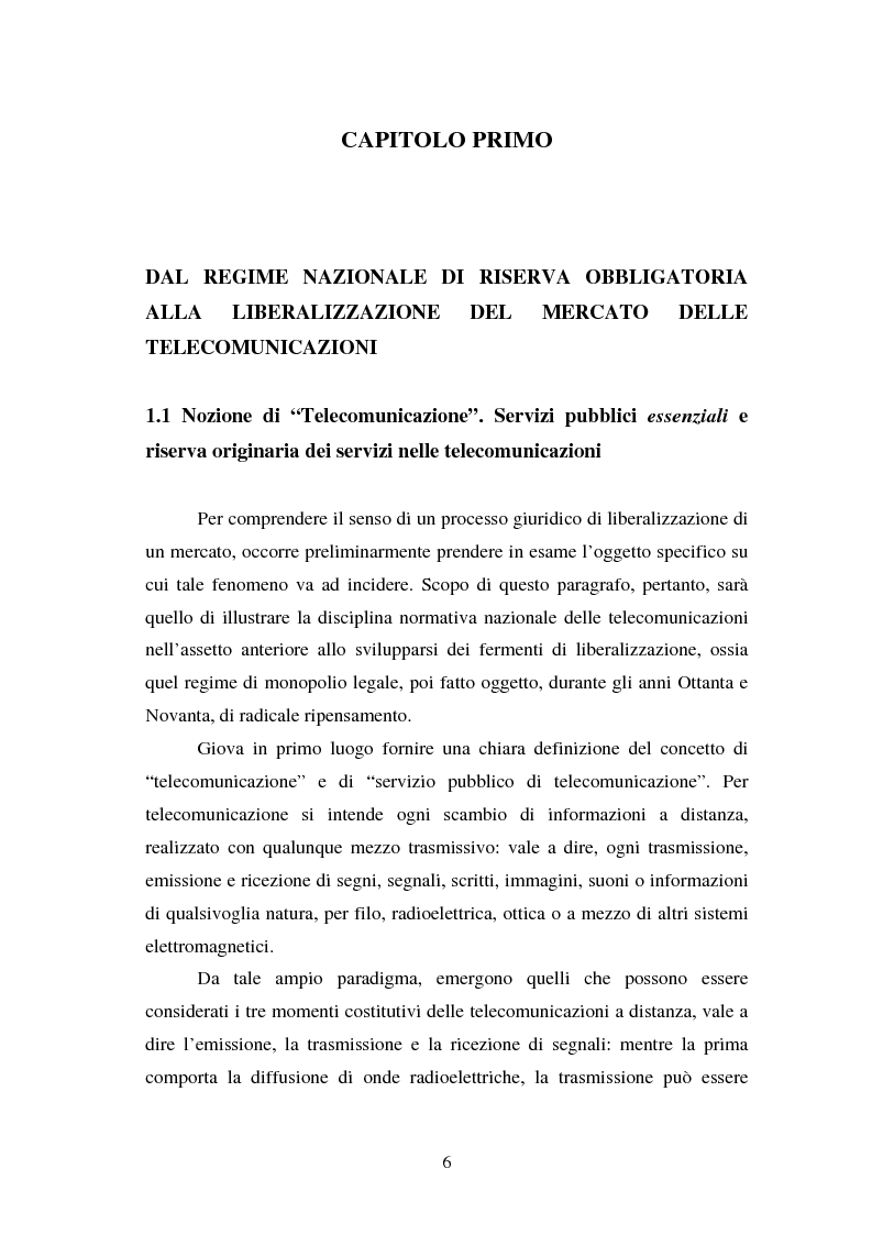 Anteprima della tesi: La piena attuazione del principio di libera concorrenza al settore delle telecomunicazioni, Pagina 3