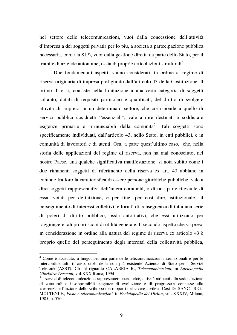 Anteprima della tesi: La piena attuazione del principio di libera concorrenza al settore delle telecomunicazioni, Pagina 6