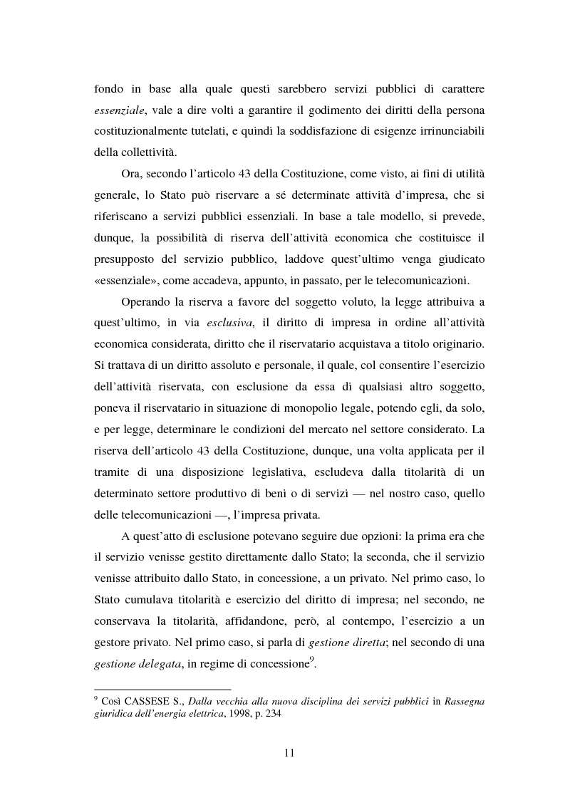 Anteprima della tesi: La piena attuazione del principio di libera concorrenza al settore delle telecomunicazioni, Pagina 8