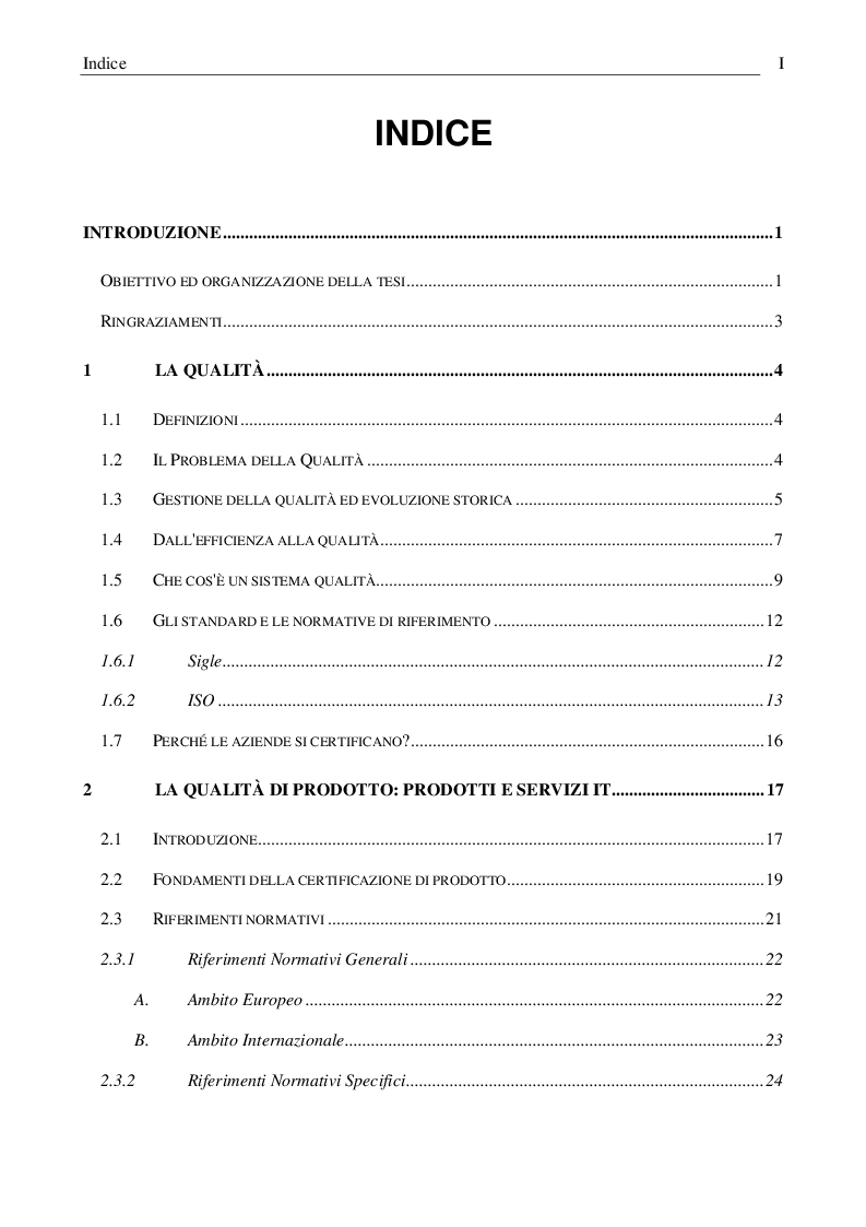 Indice della tesi: Certificazione del software: problemi e metodi, Pagina 1