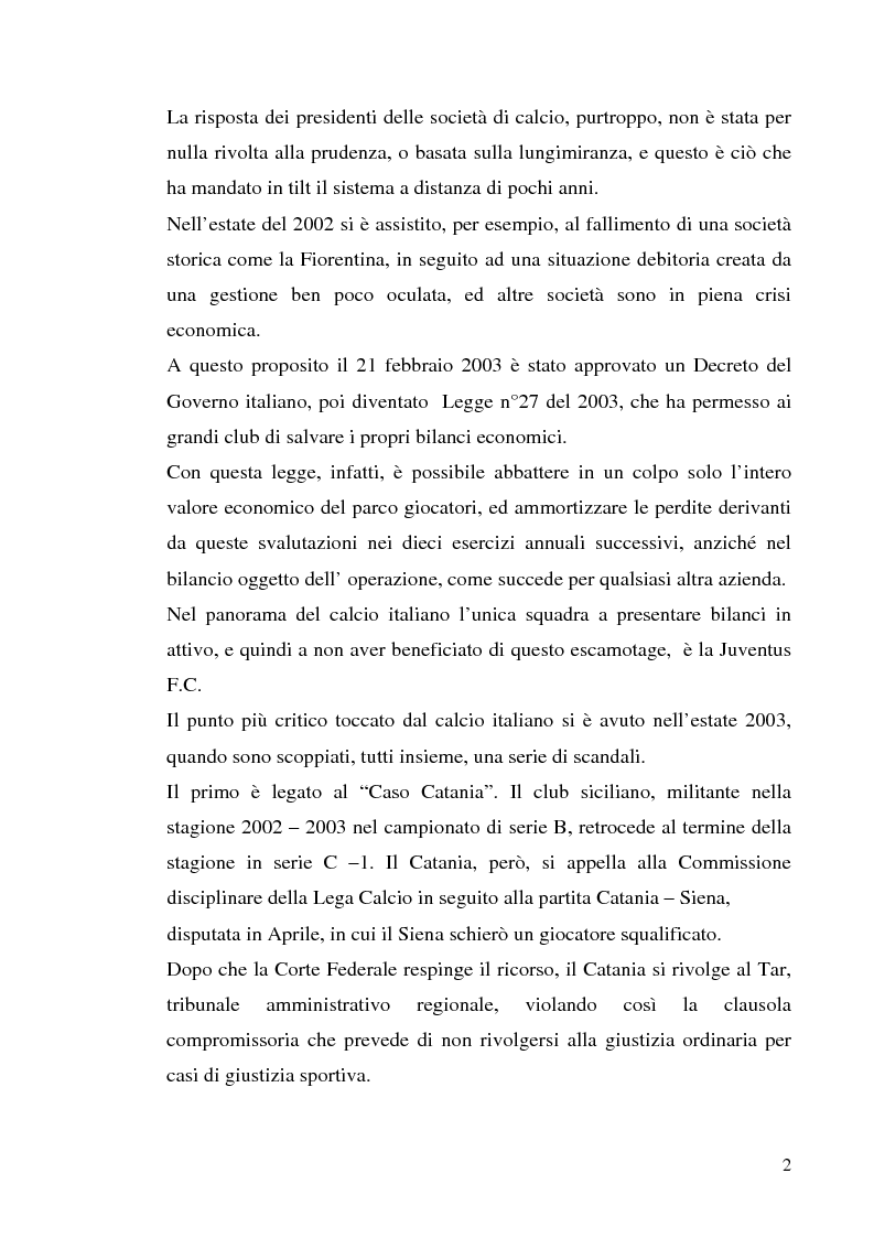 Anteprima della tesi: Gestione delle società di calcio professionistiche: confronto tra la Juventus F.C. ed il benchmark Manchester United, Pagina 2