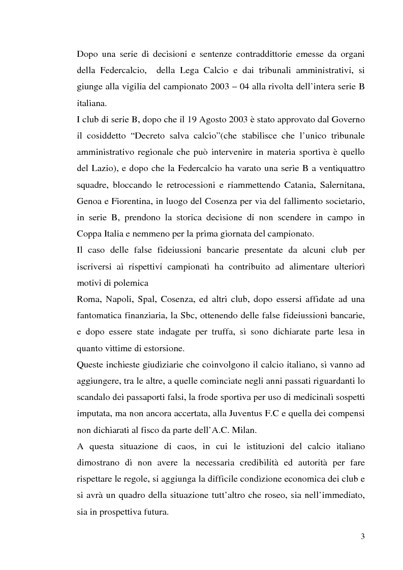 Anteprima della tesi: Gestione delle società di calcio professionistiche: confronto tra la Juventus F.C. ed il benchmark Manchester United, Pagina 3