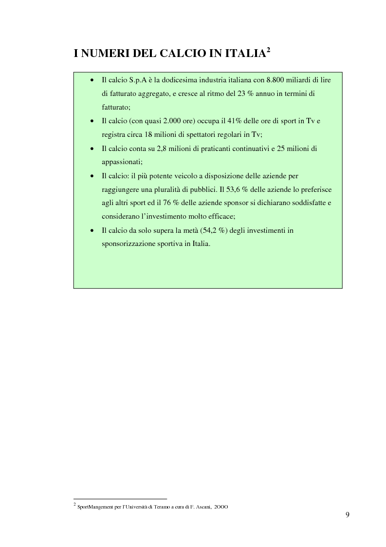 Anteprima della tesi: Gestione delle società di calcio professionistiche: confronto tra la Juventus F.C. ed il benchmark Manchester United, Pagina 9