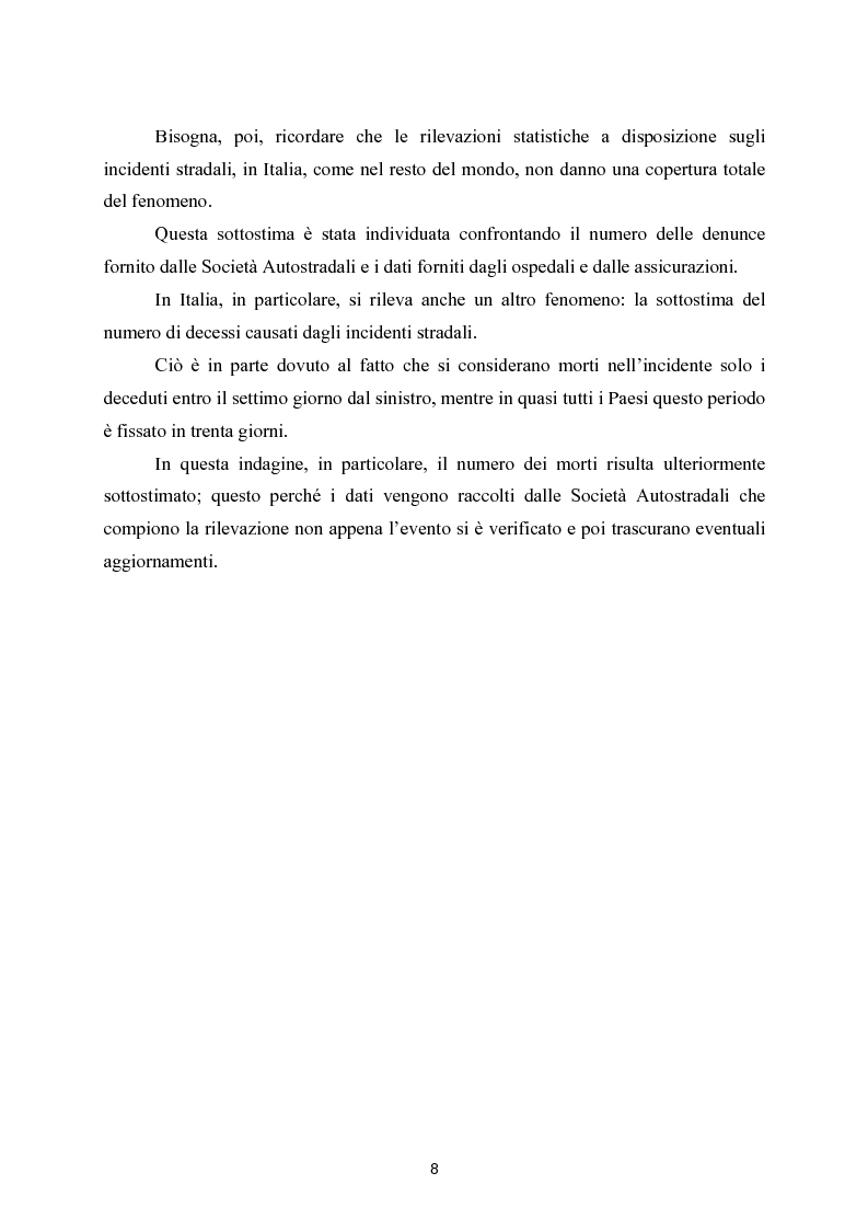 Anteprima della tesi: La sicurezza in autostrada: proposta di un modello probabilistico per la definizione di un fattore di rischio, Pagina 2