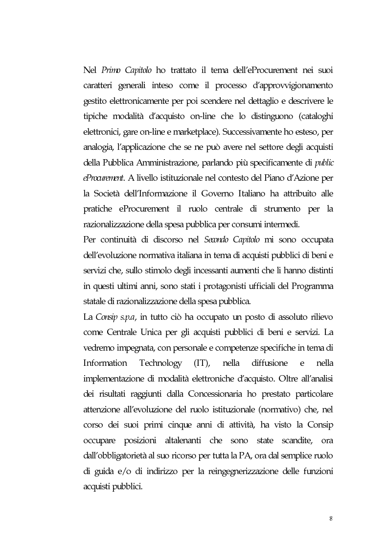 Anteprima della tesi: Nuovi processi di approvvigionamento di beni e servizi in Sanità: il caso di eccellenza di eProcurement dell’Azienda Sanitaria Locale di Viterbo, Pagina 8