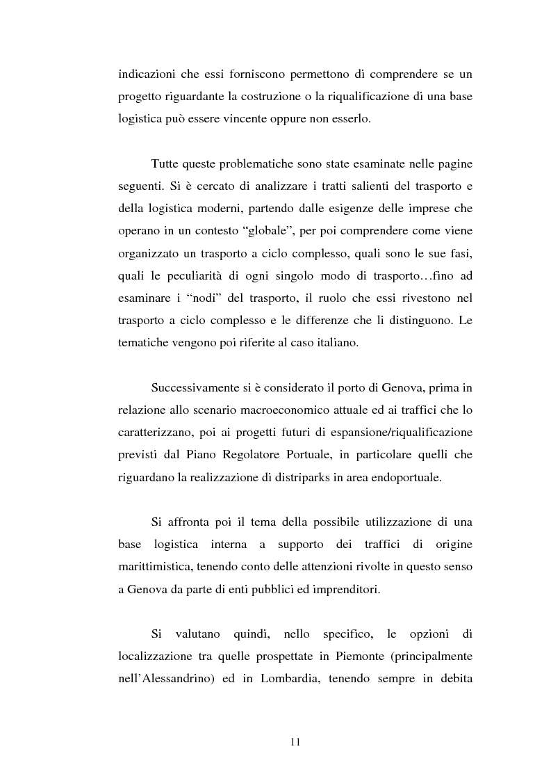 Anteprima della tesi: Analisi localizzativa di una base logistica a servizio del porto di Genova, Pagina 5