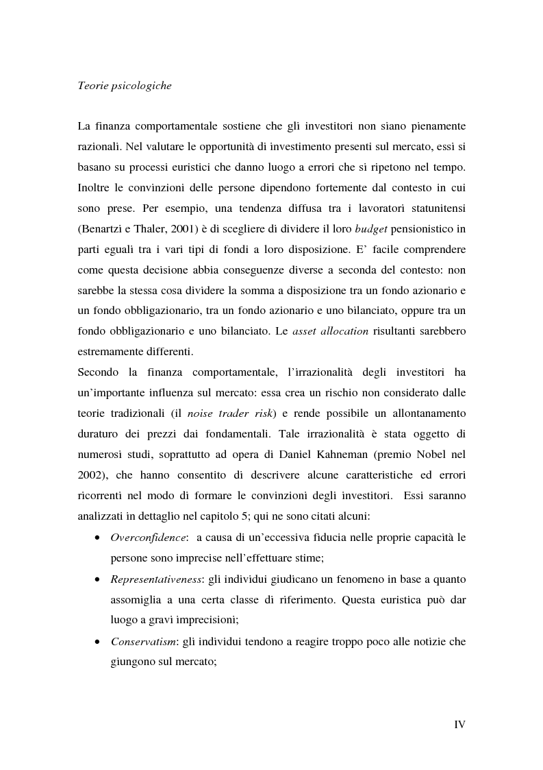 Anteprima della tesi: Finanza comportamentale ed efficienza dei mercati finanziari, Pagina 4